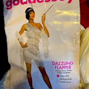 Goddesses dazzling flapper, color silver,size small